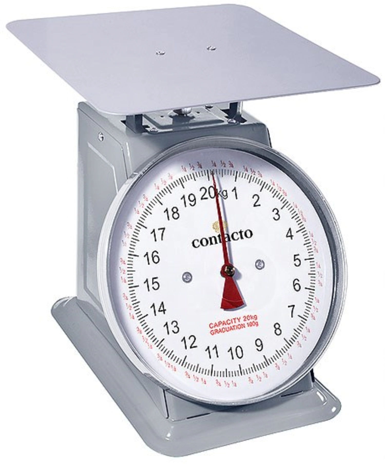 Küchenwaage grau lackiert, 18/0 bis 20kg. 23x25x27 cm