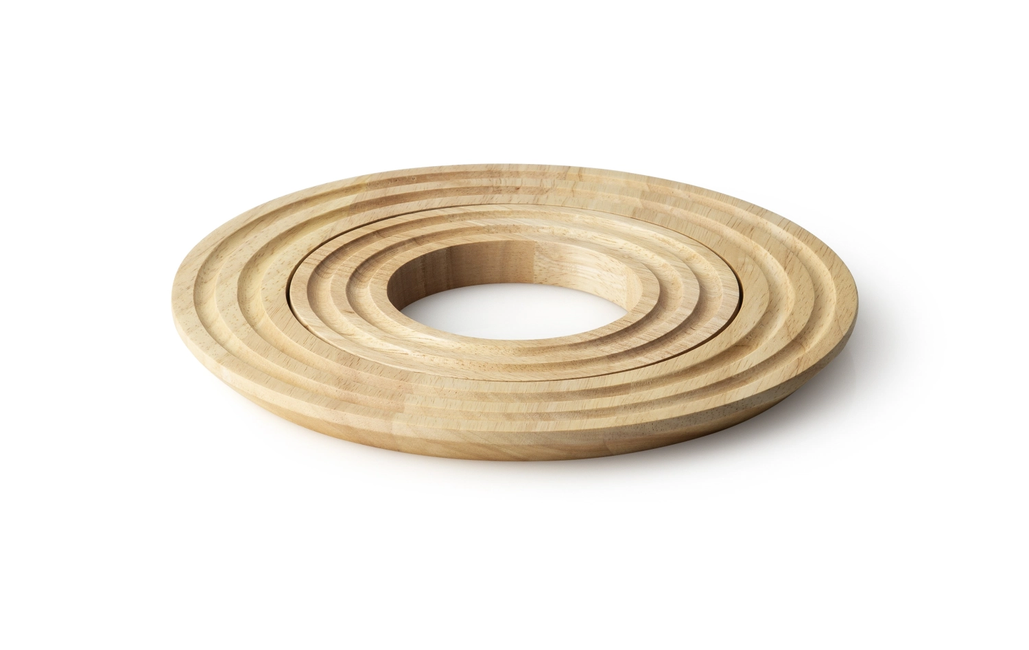 Dessous de plat rond en hévéa, 21x1.5cm