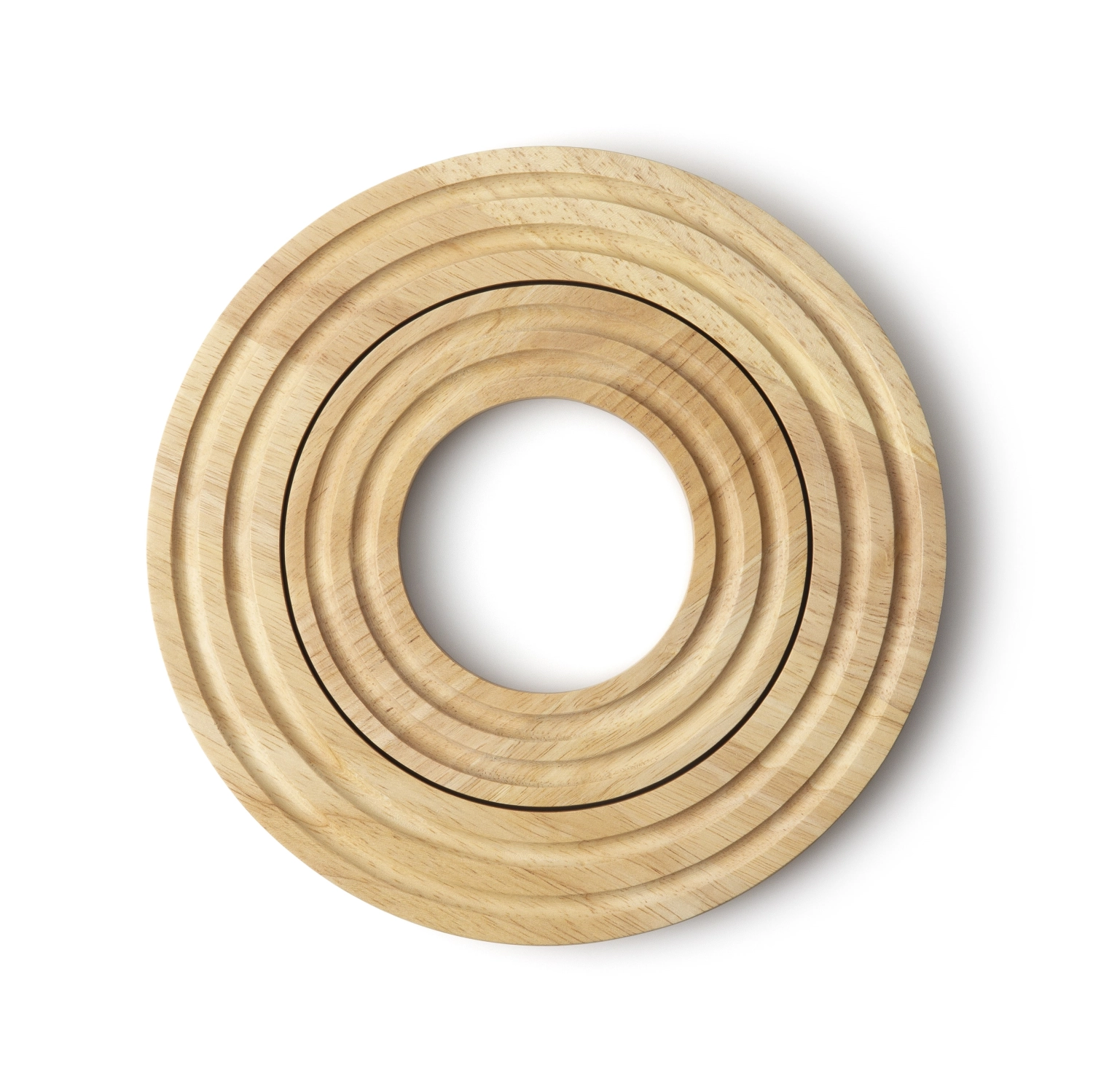 Dessous de plat rond en hévéa, 21x1.5cm