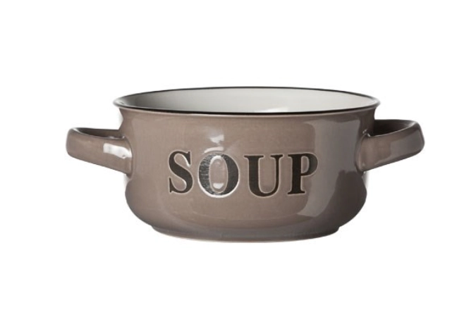 Suppenschüssel "SOUP" grau, 47cl, 13.5x6.5cm