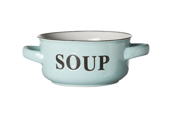 Suppenschüssel "SOUP" hellblau 47cl, 13.5x6.5cm