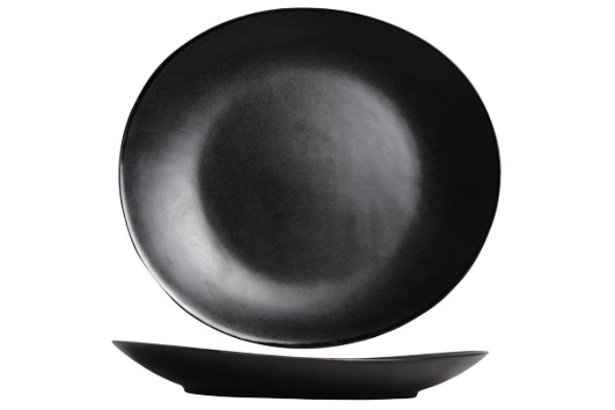 Vongola Speiseteller schwarz, oval, 28 x 25.5cm