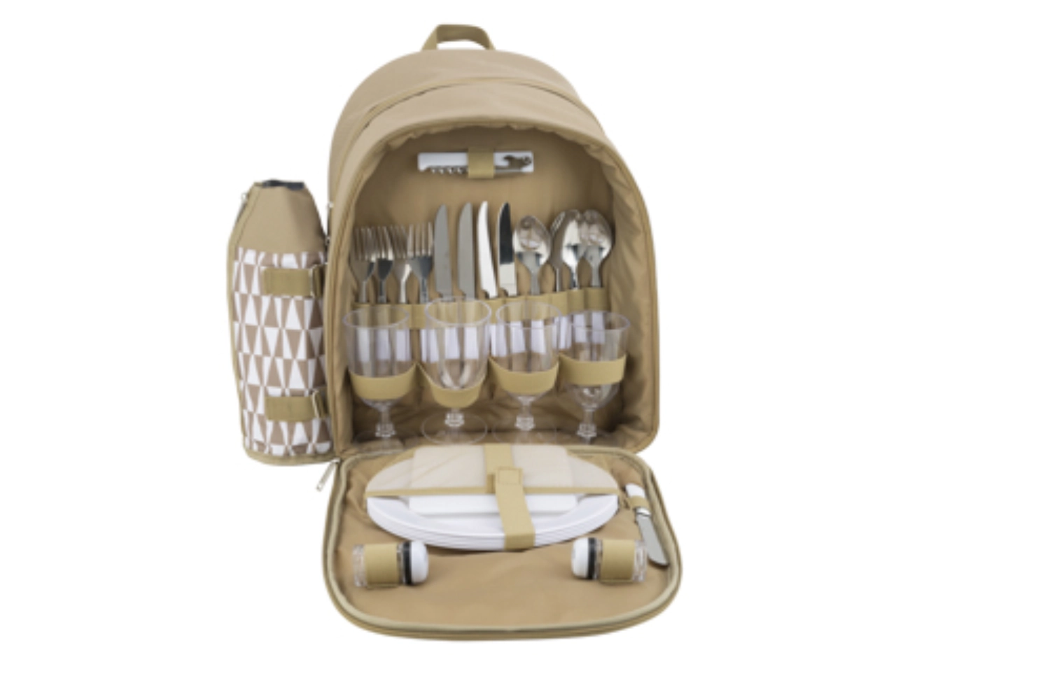 Picknick-Rucksack beige, 4 Pers. 30x20x40cm