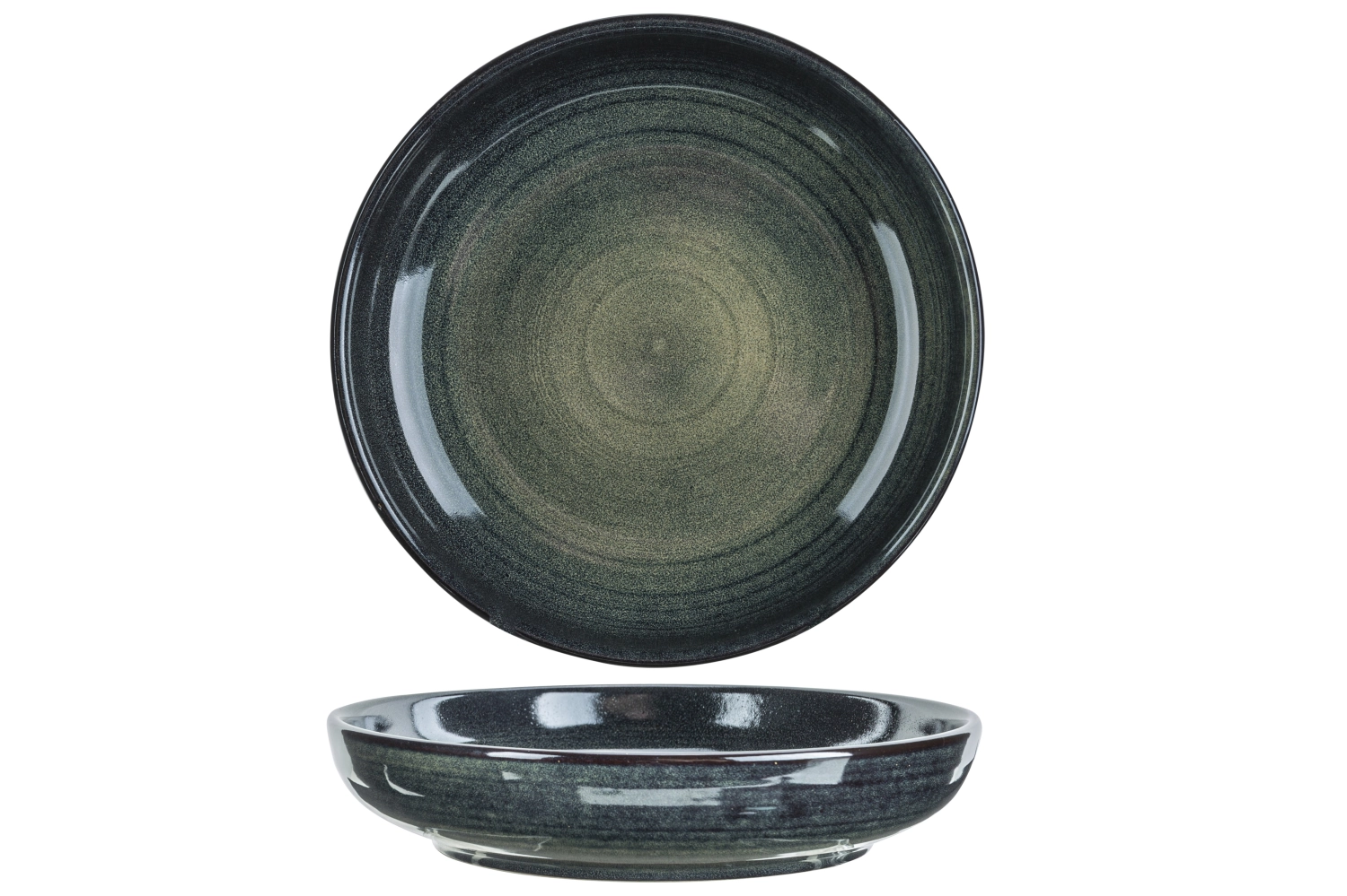 Mendoza Suppenteller, grün-blau, 21.5x4.3cm