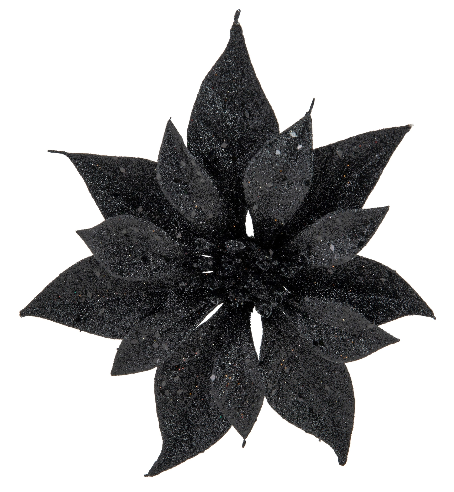 Weihnachtsstern Klammer, glitter schwarz, 18cm