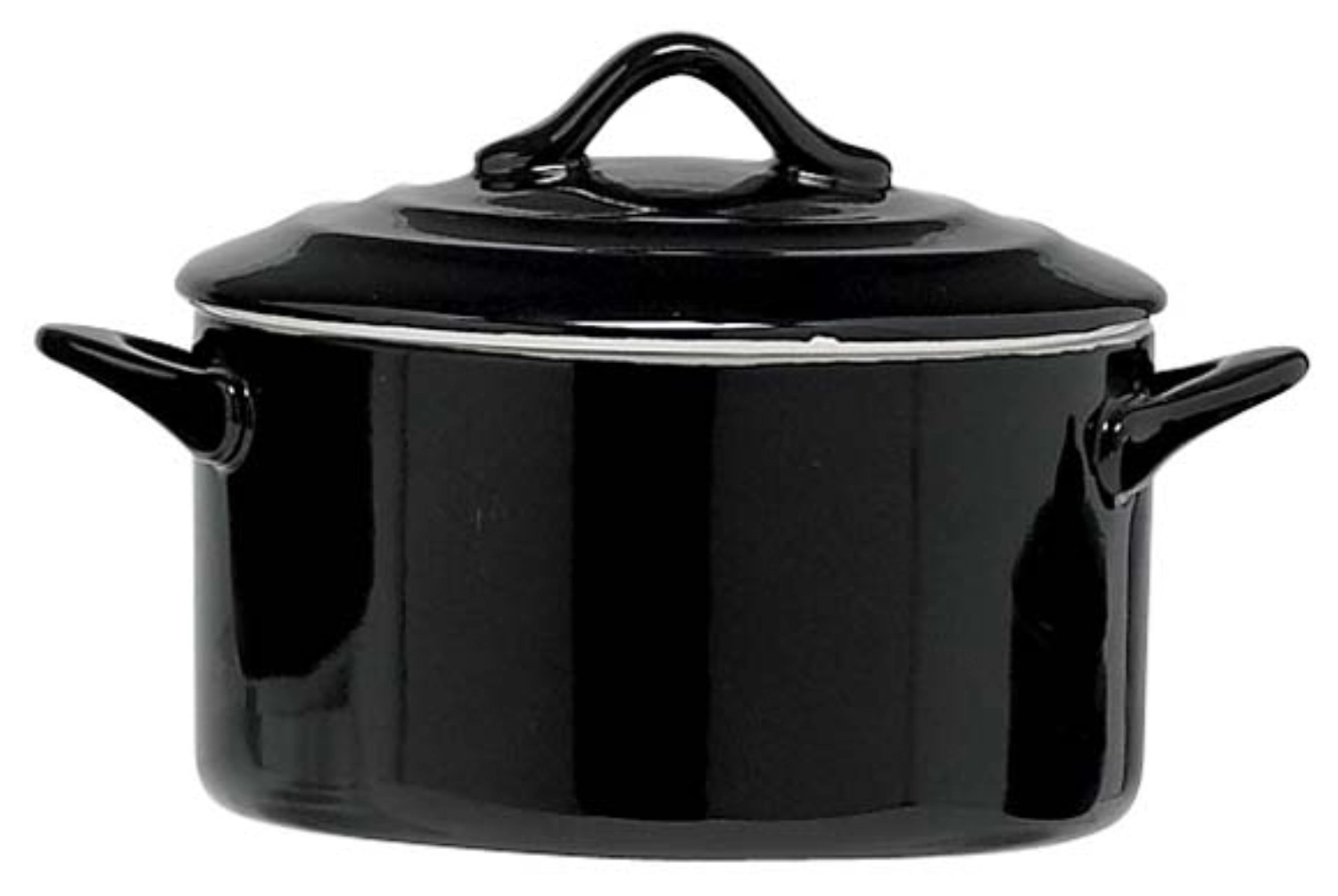 Casserole a. couvercle noir, D 12.5 H 7cm, 0.5 lt.