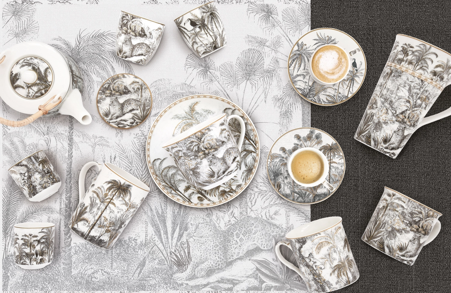 Coffee Mania 6er Espr.-becher m. Unters. Retro Jungle110ml