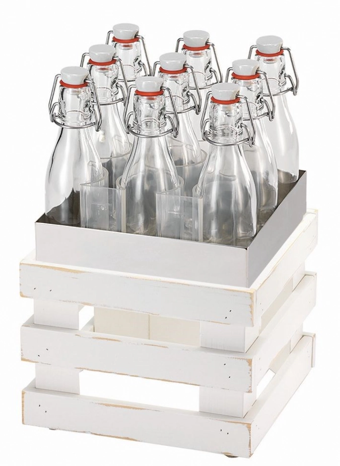 Set RAISER Getränke L-Standfuss Vintage weiss, 9 Bügelfl.