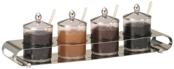 UNISON Bar à confiture Quadro 4x0,6 L, acier inoxydable