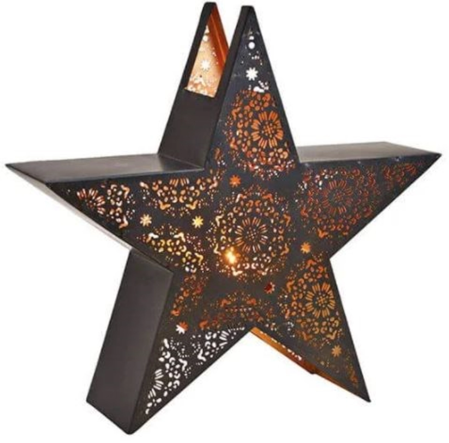 Photophore étoile, noir, 36x35x10cm