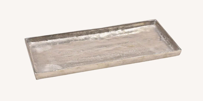 Tablett aus Aluminium Silber, 45x2x19cm