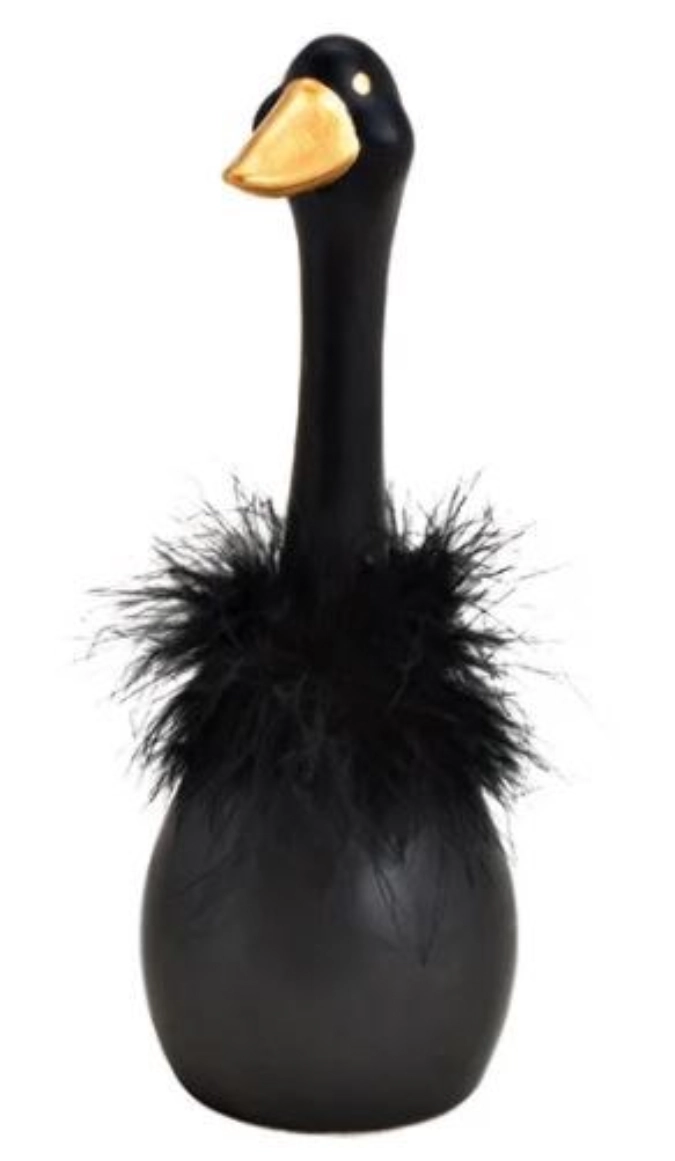 Canard en céramique noir, or, 8x23x8cm