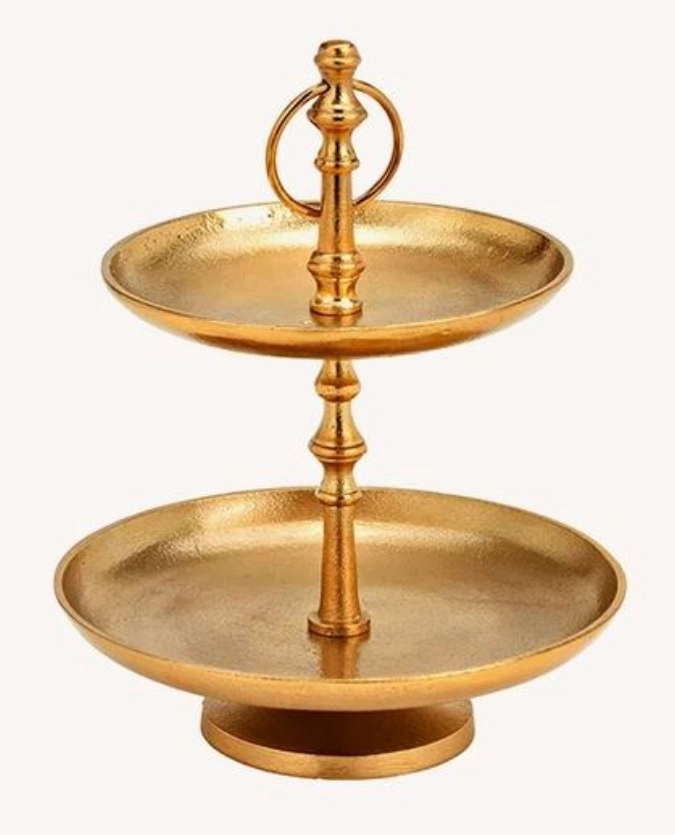 Etagere mit 2 Ebenen aus Metall Gold (H) 27cm 17,21cm
