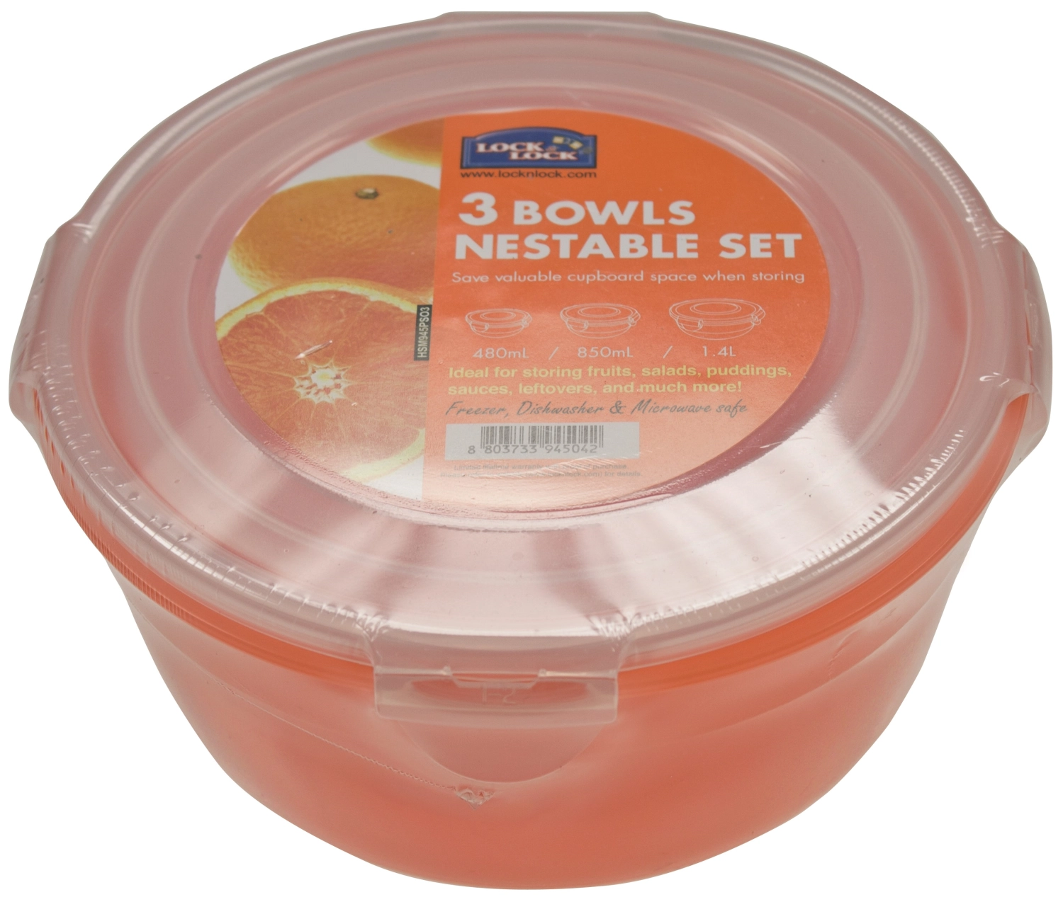 3er Set Vorratsdose rund orange