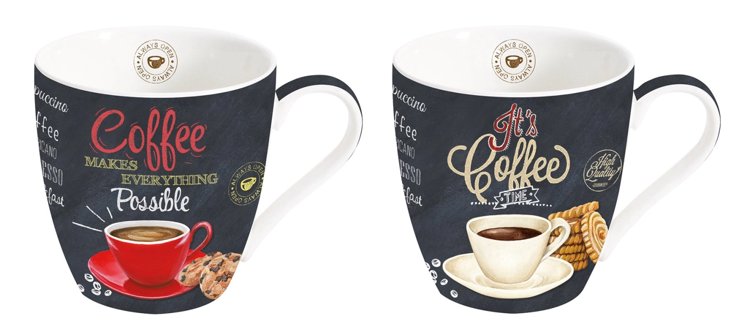 Lot de 2 tasses en porcelaine Its coffee time 350ml