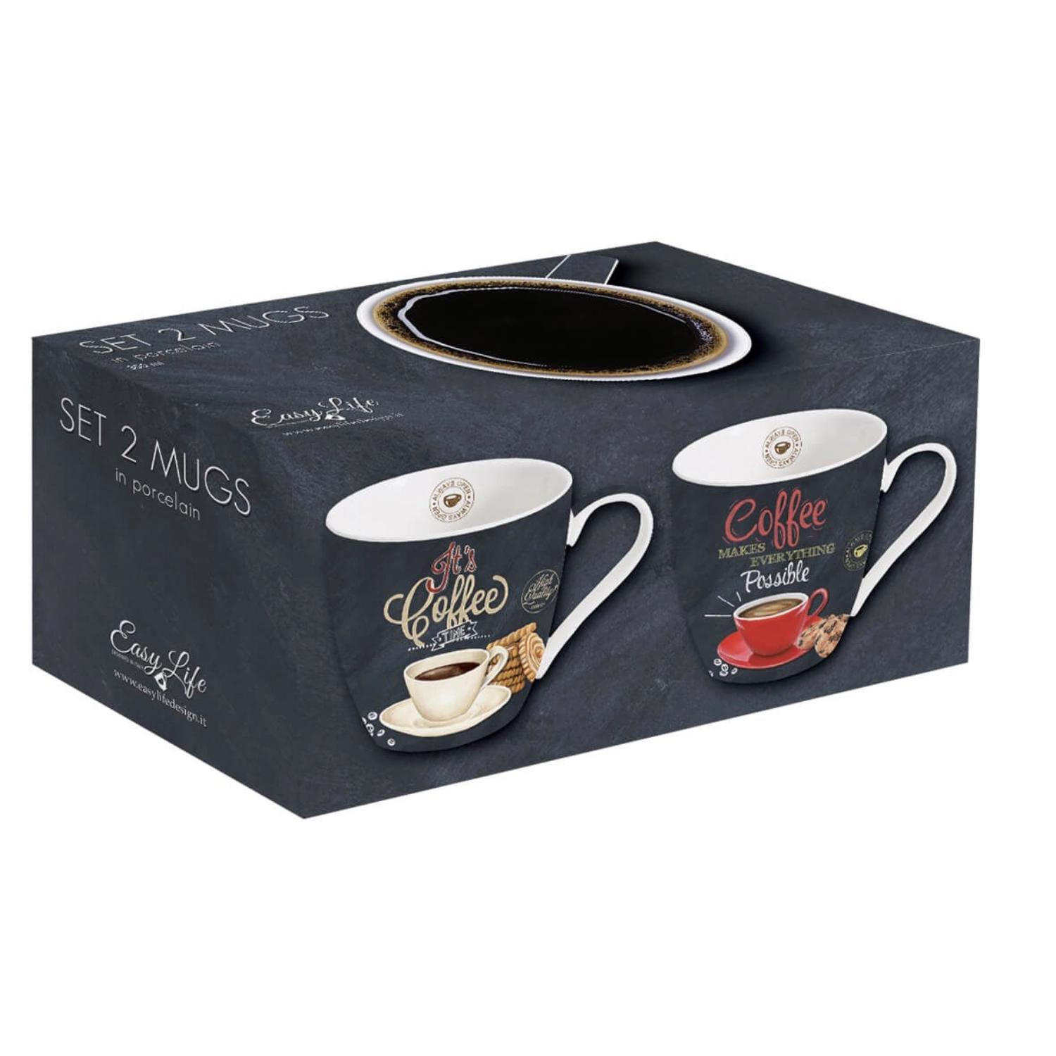 Lot de 2 tasses en porcelaine Its coffee time 350ml