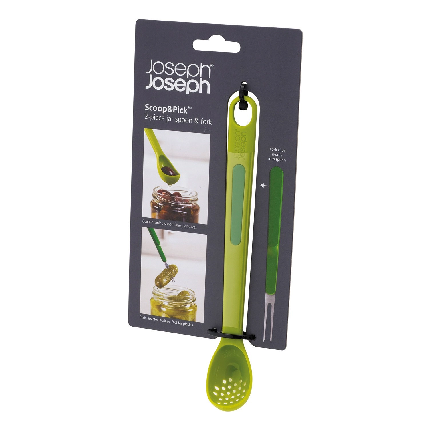 Scoop pick cuillère fourchette set de 2, vert