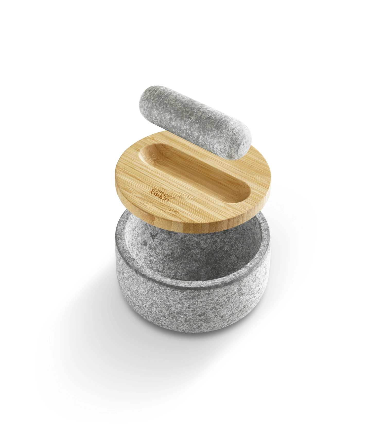 Dash mortier pilon en granit avec couvercle en bambou