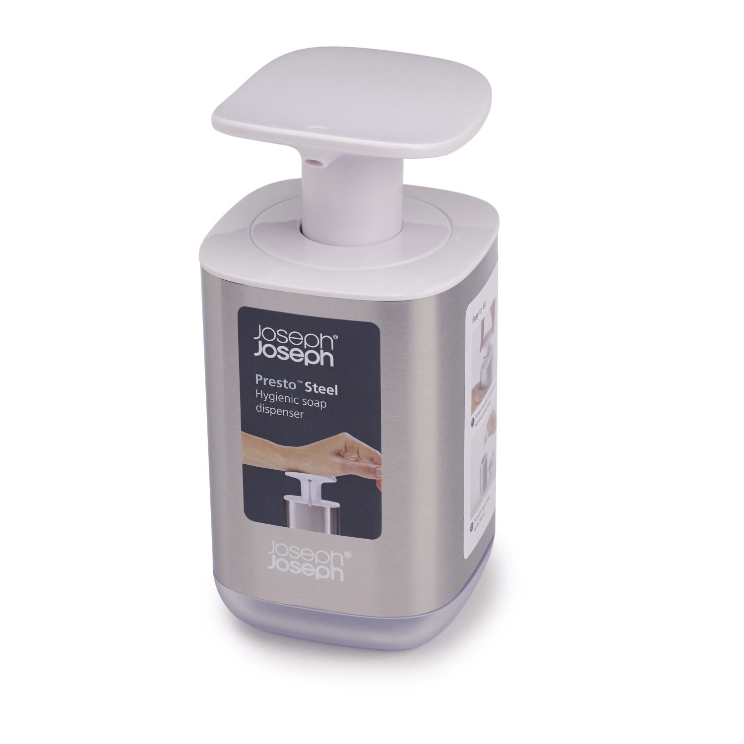 Presto steel distributeur de savon hygiénique - blanc