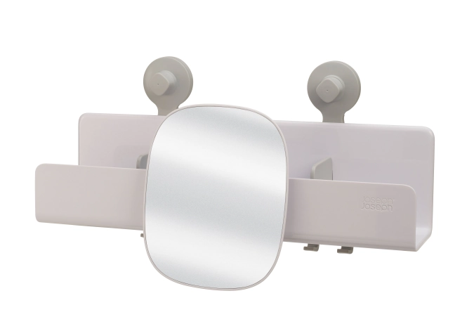 EasyStore Große Duschablage mit verstellbarem Spiegel – Weiß