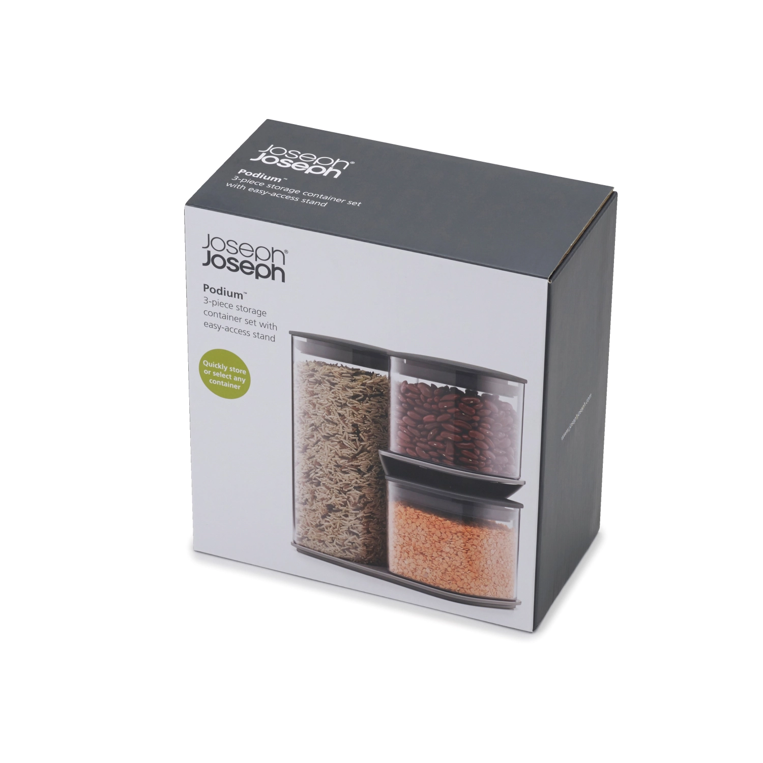 Joseph joseph set 3 pots de rangement, plastique, gris, 22.