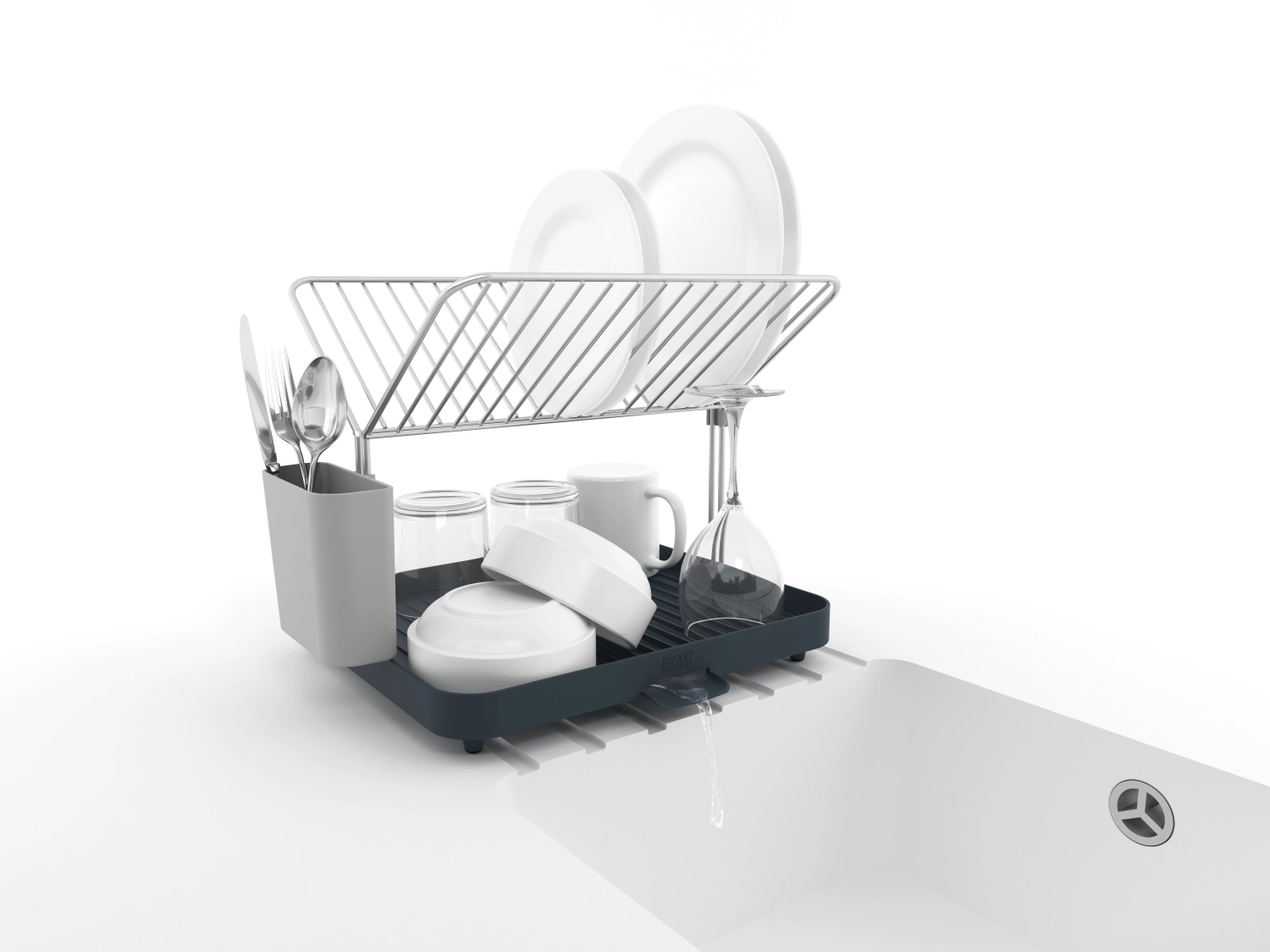Y-rack égouttoir à vaisselle avec grille, gris