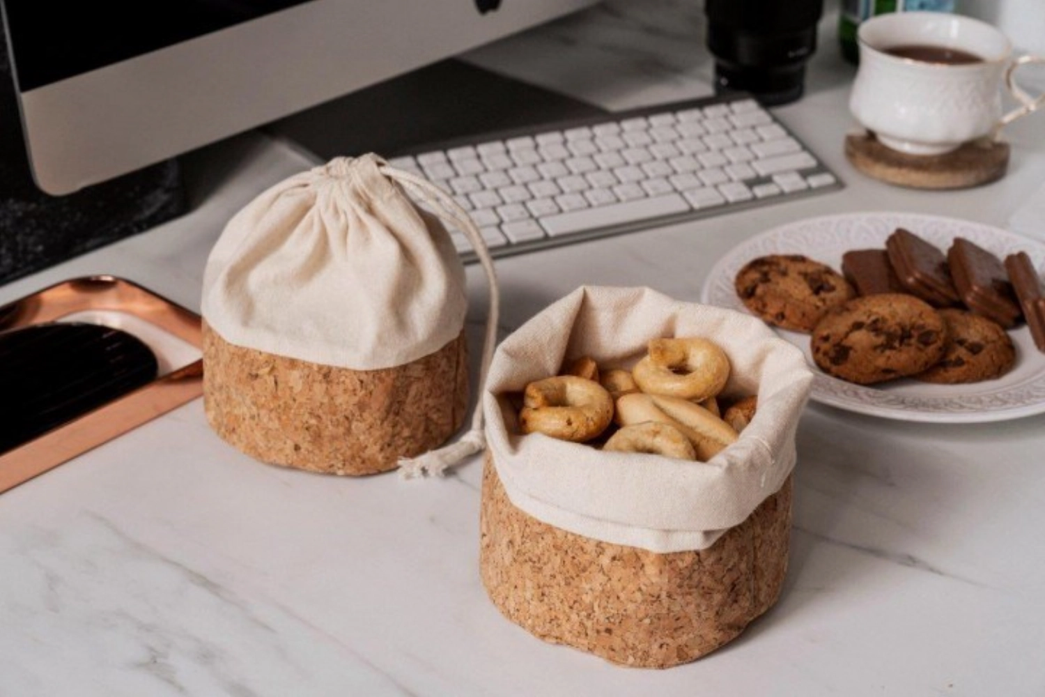 Brotbeutel mit Kordel, Baumwolle M