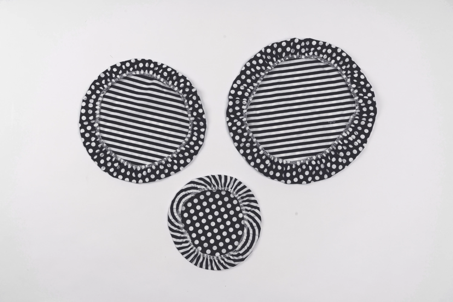 Set de 3 couvre-bols en coton, rond b/w 30,25,20cm