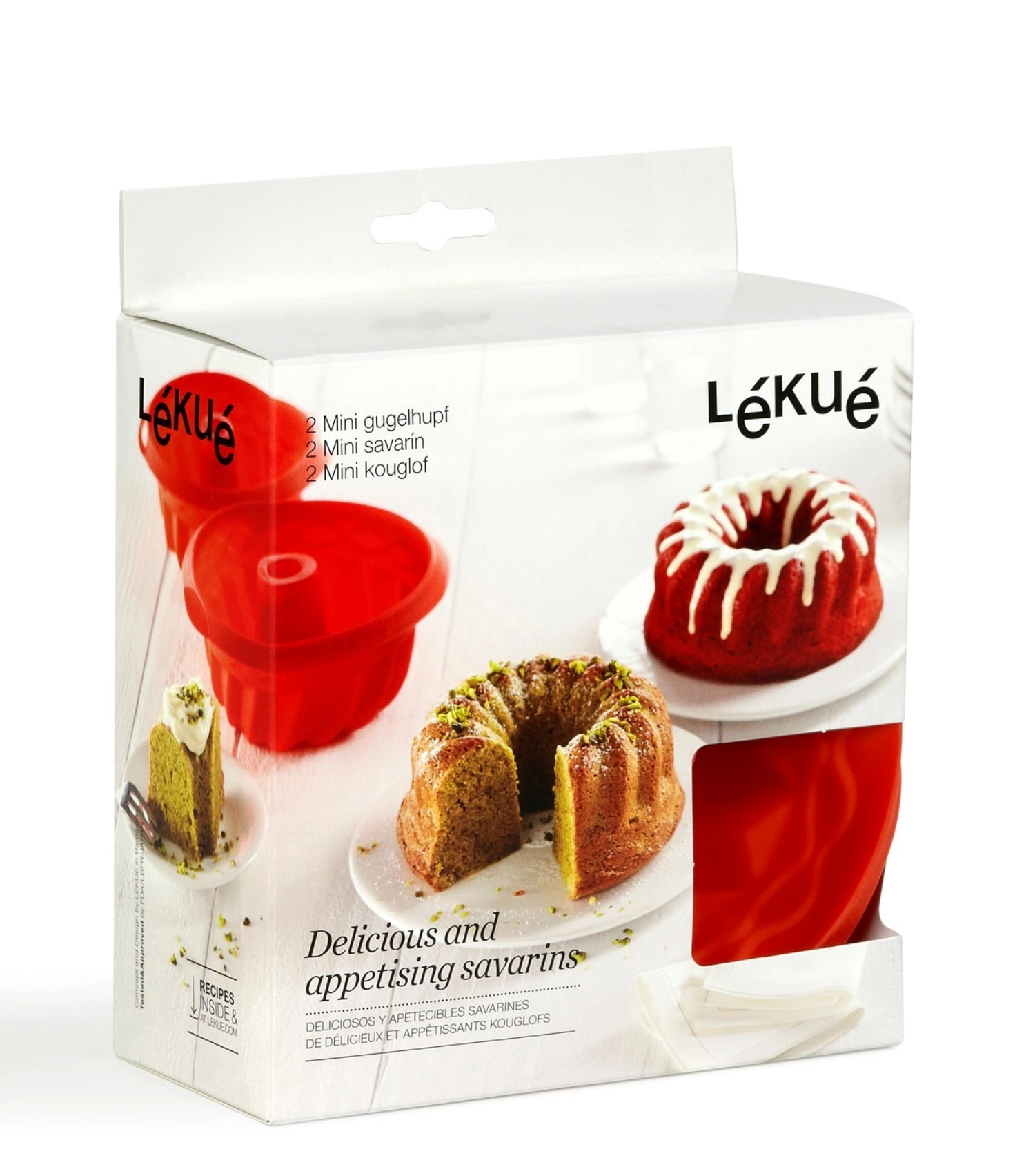 Moule à gâteaux mini spiral kouglof rouge, 2x, boîte cadeau