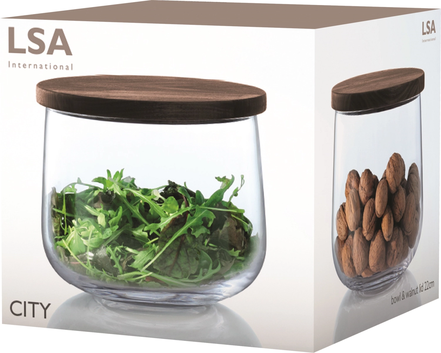 City bocal & couvercle en noyer ø22cm transparent **