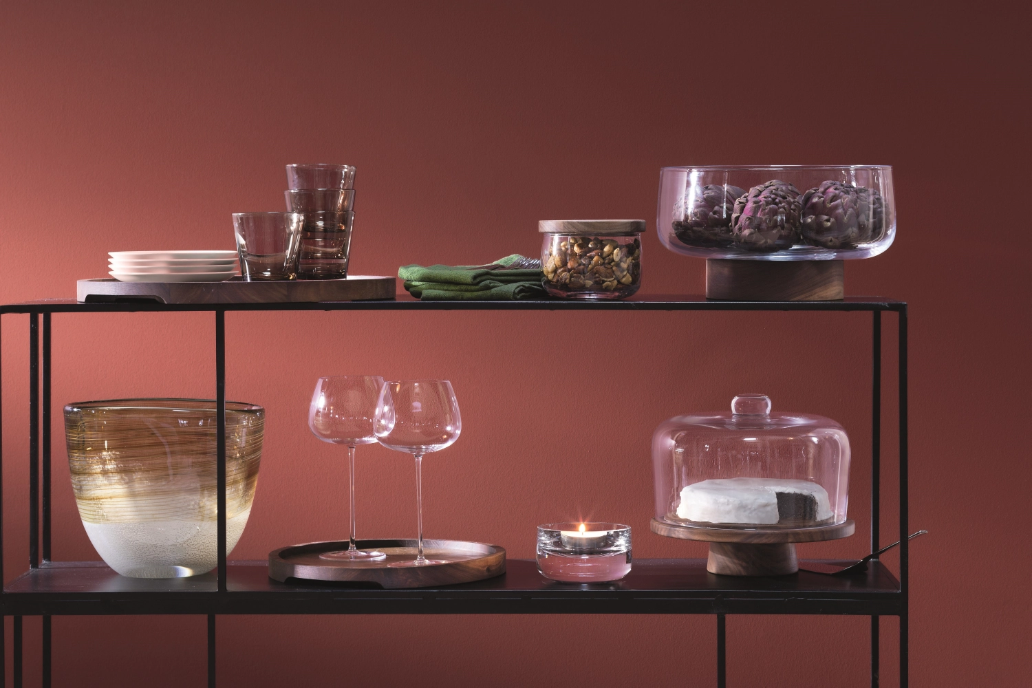 City cloche noyer sous-plat ø26cm h22cm clair