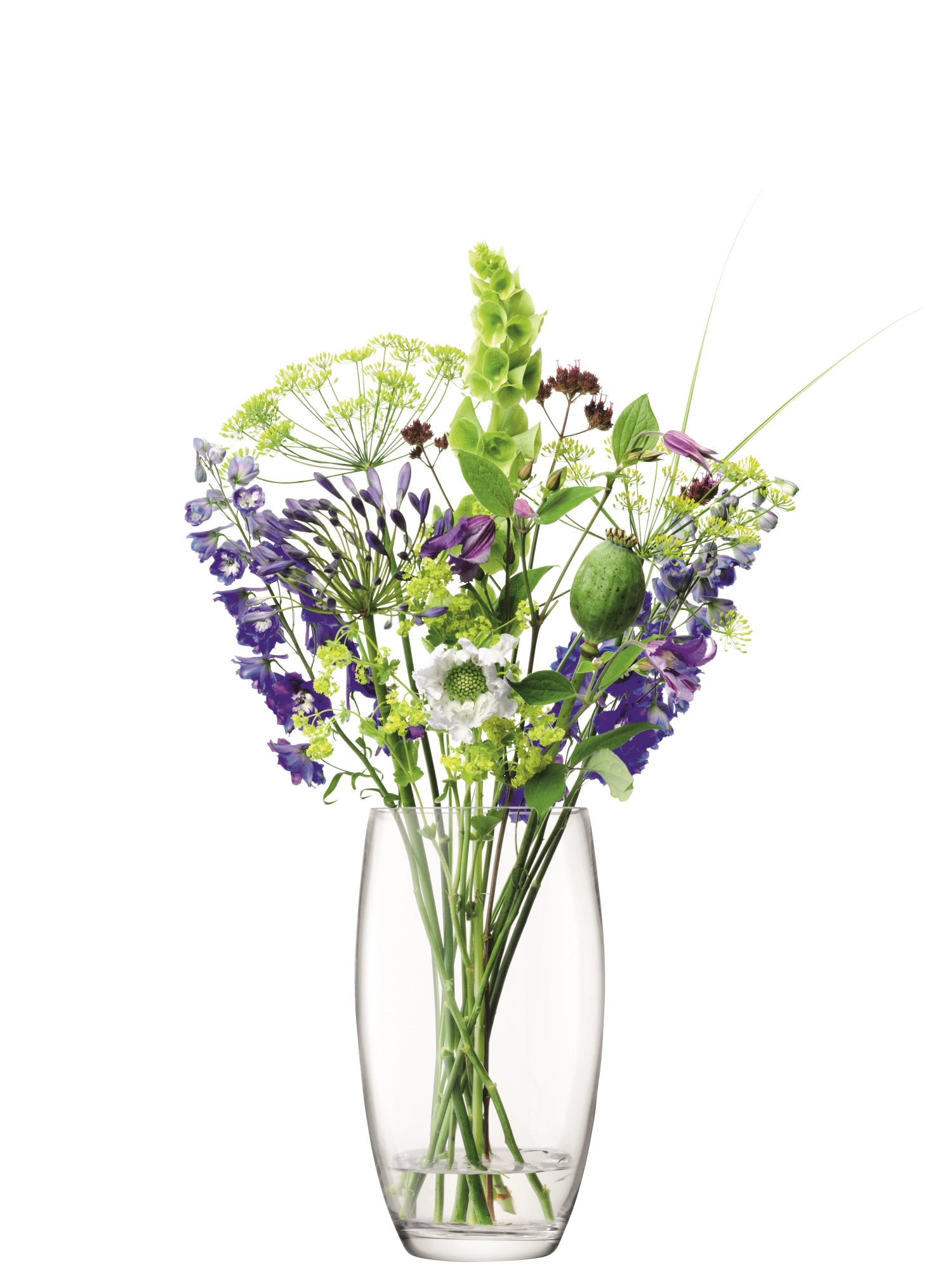 Flower tonneau vase bouquet - h29cm clair