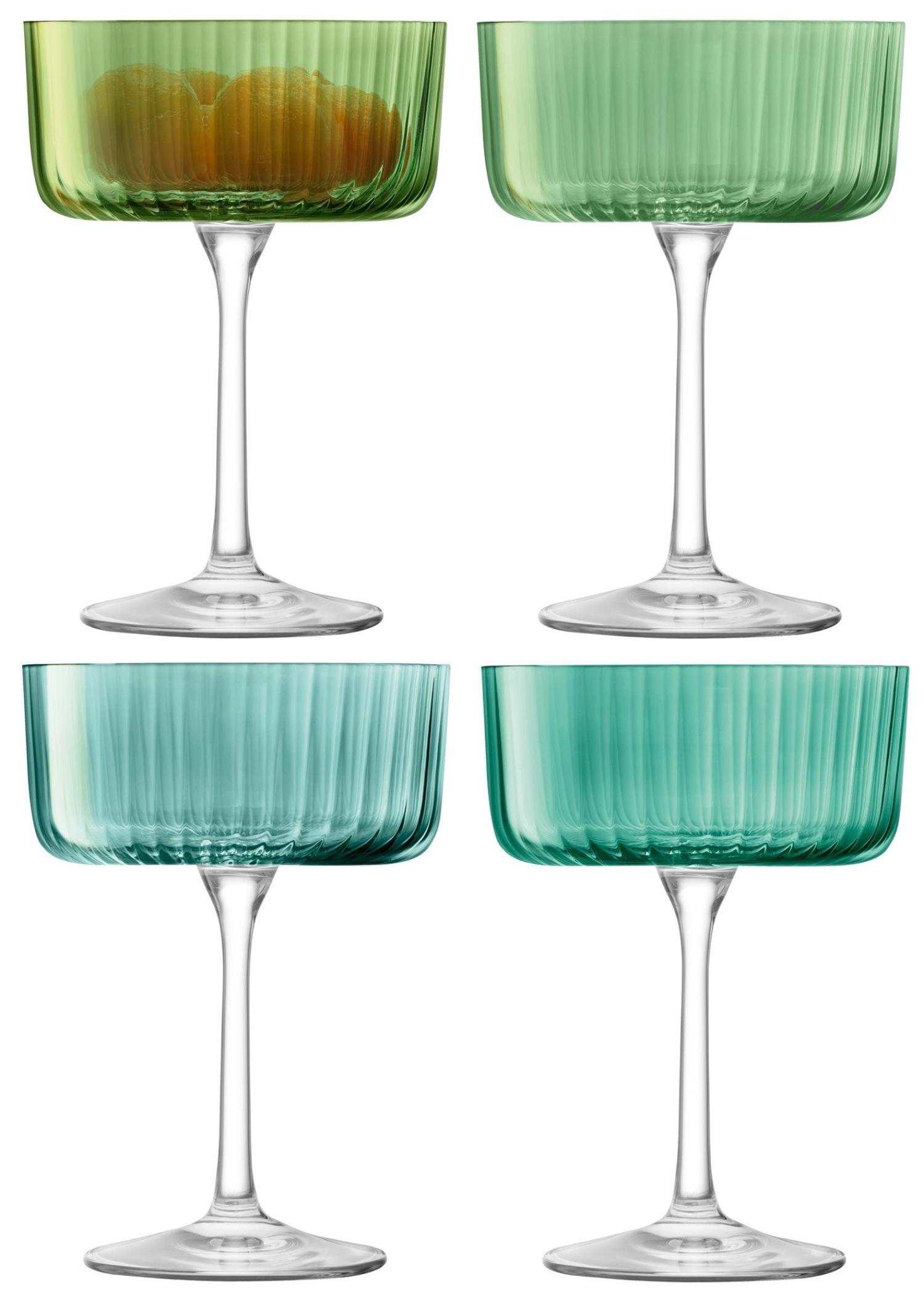 Set de 4 verres à champagne/cocktail gems 230ml jade assort.