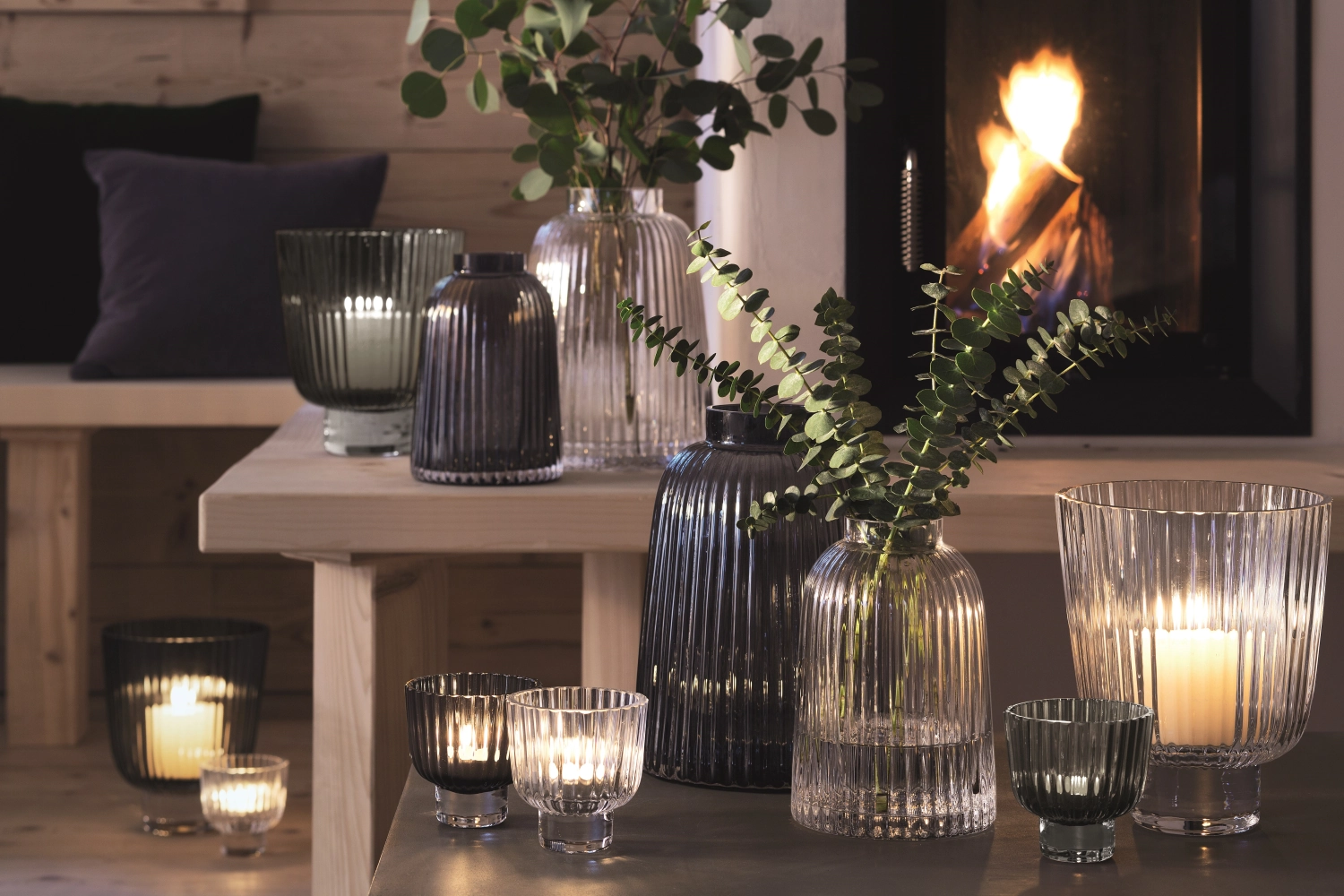 Pleat Vase H20cm - grau