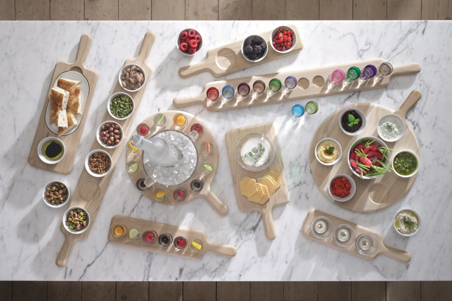 Paddle Wodka Set Unterteil aus Eiche L40cm - assort.