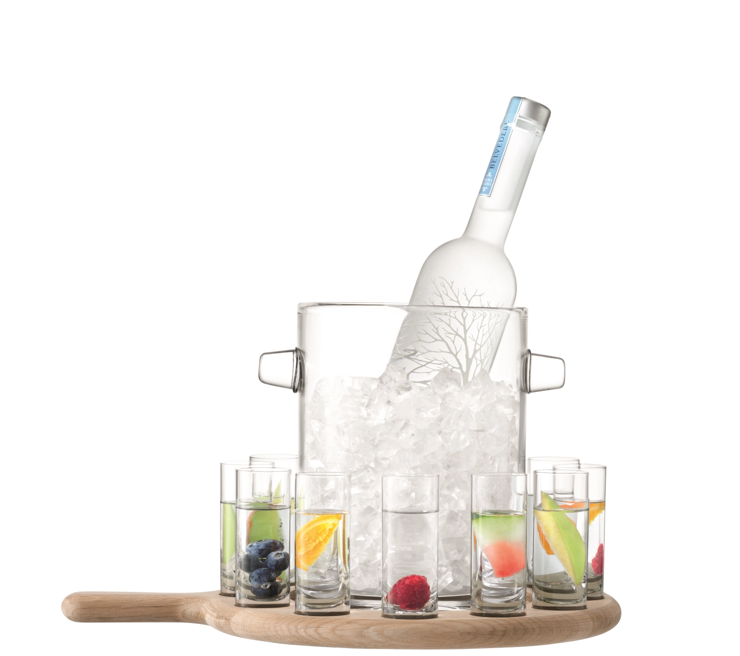 Paddle Wodka Servierset Unterteil aus Eiche L38.5cm - klar