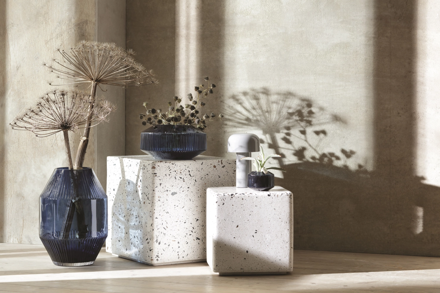 Rotunda vase/lanterne h26cm bleu saphir