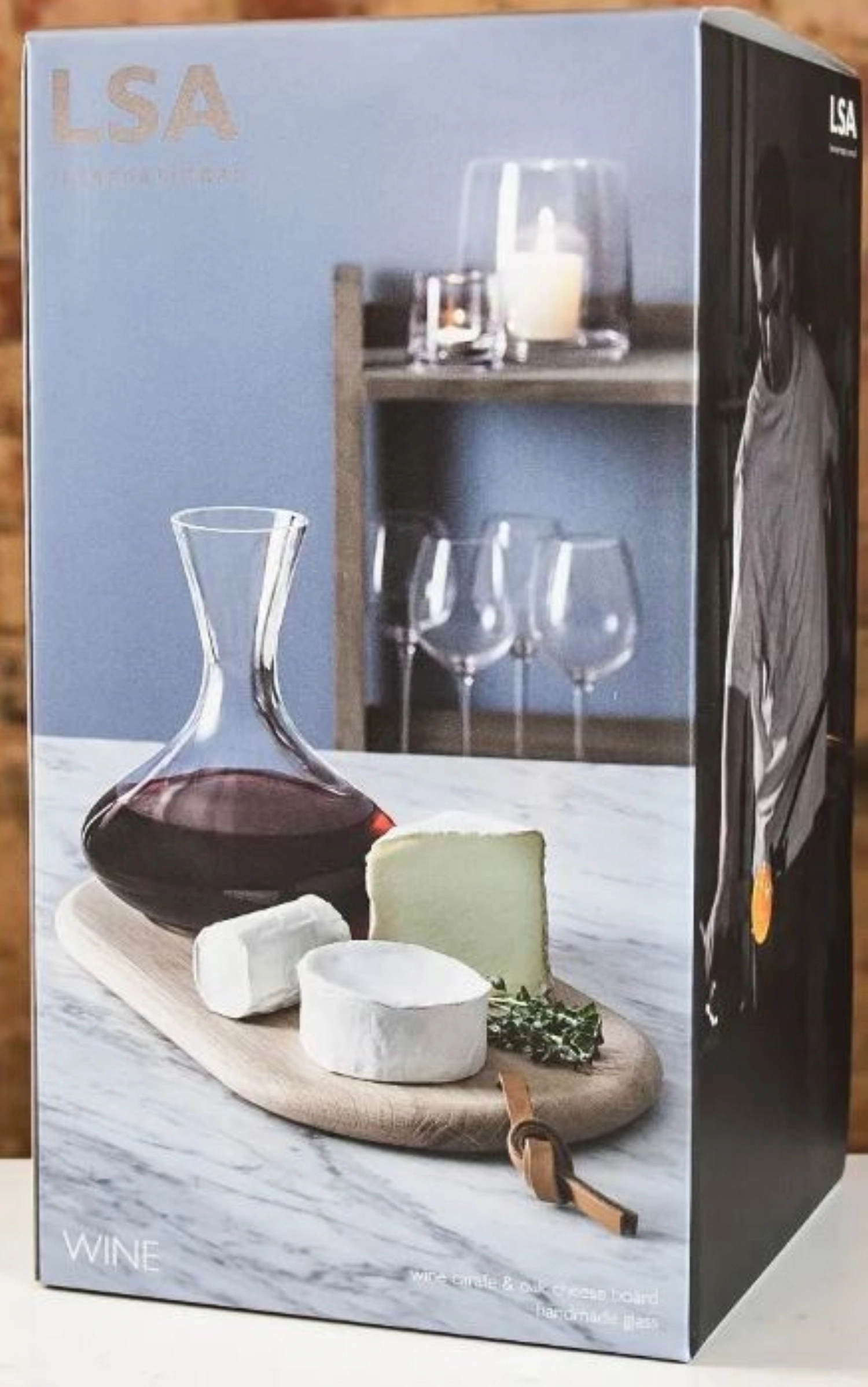 Wine planche à fromage en chêne & carafe à vin 1.4l transpar