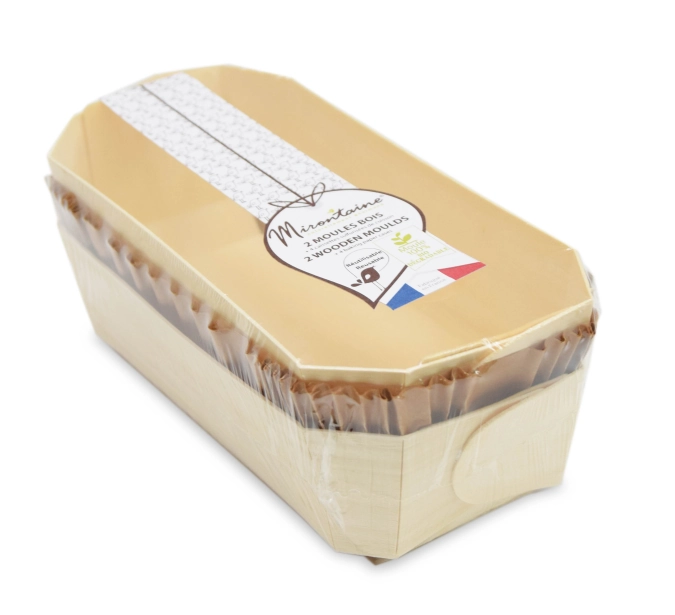 2 pcs. moule à cake 24x11cm en bois avec 4 papiers cuisson