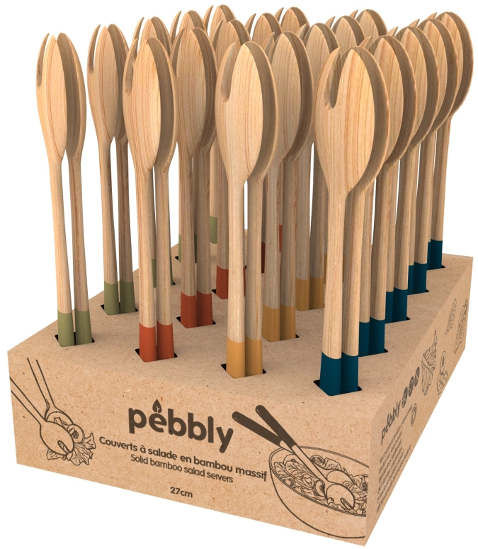 20 pcs. pebbly display couverts à salade, bambou, cosy, 27cm