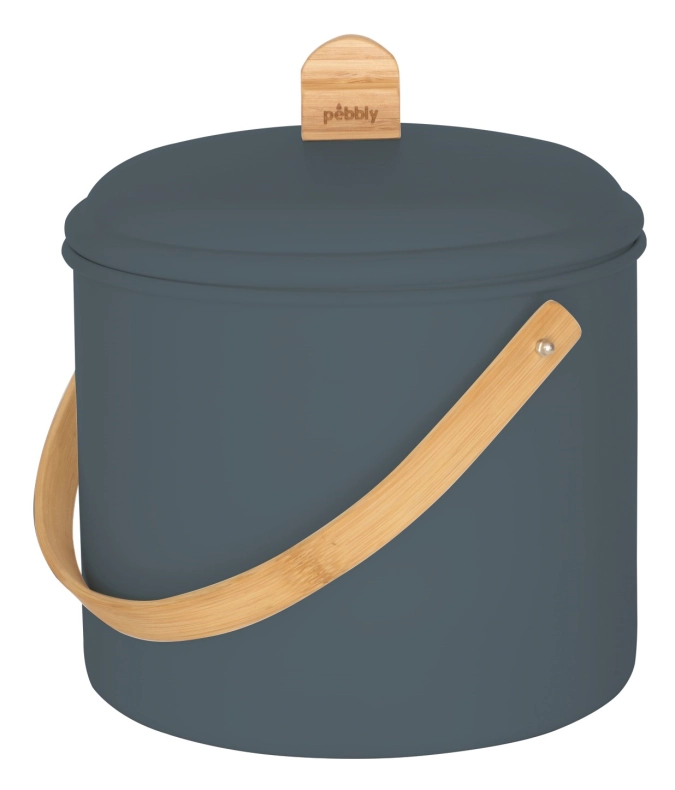 Kompostbehälter 7l Metall u. Bambus mit Kohlefilter