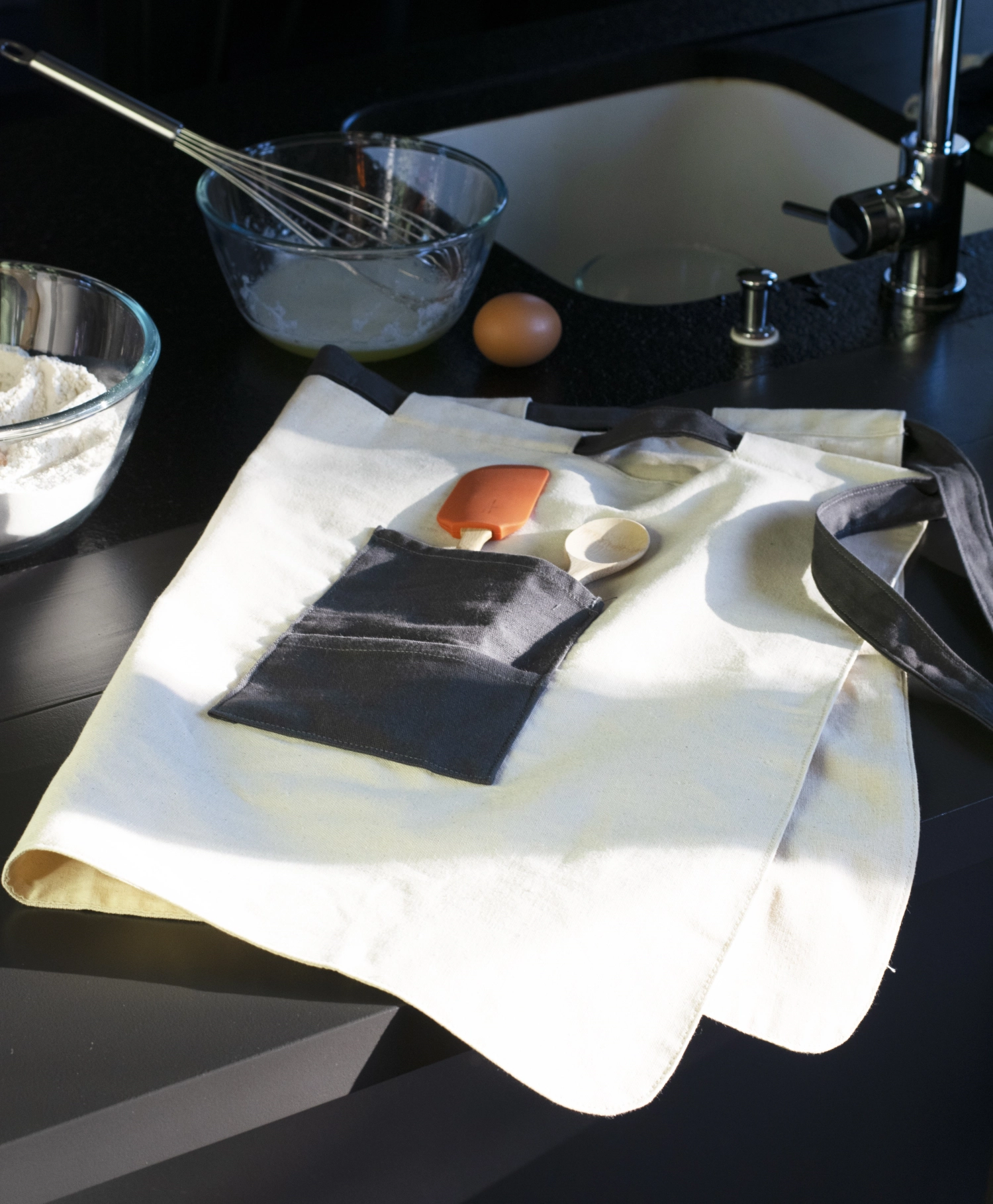 Pebbly tablier, coton, natural, 75 x 55cm