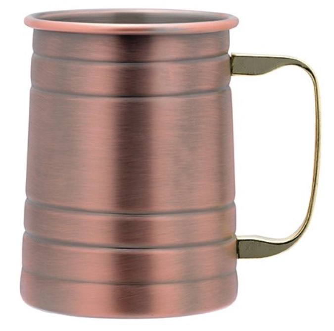 Lot de 2 gobelets à bière 0.5lt cuivre antique poignée or