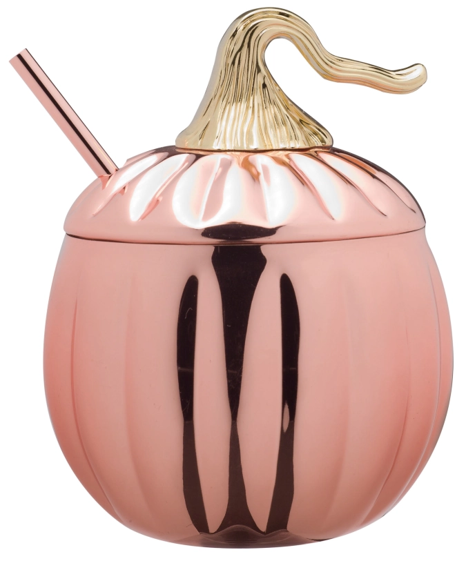 Gobelet à cocktail citrouille cuivre 0.65lt a. paille