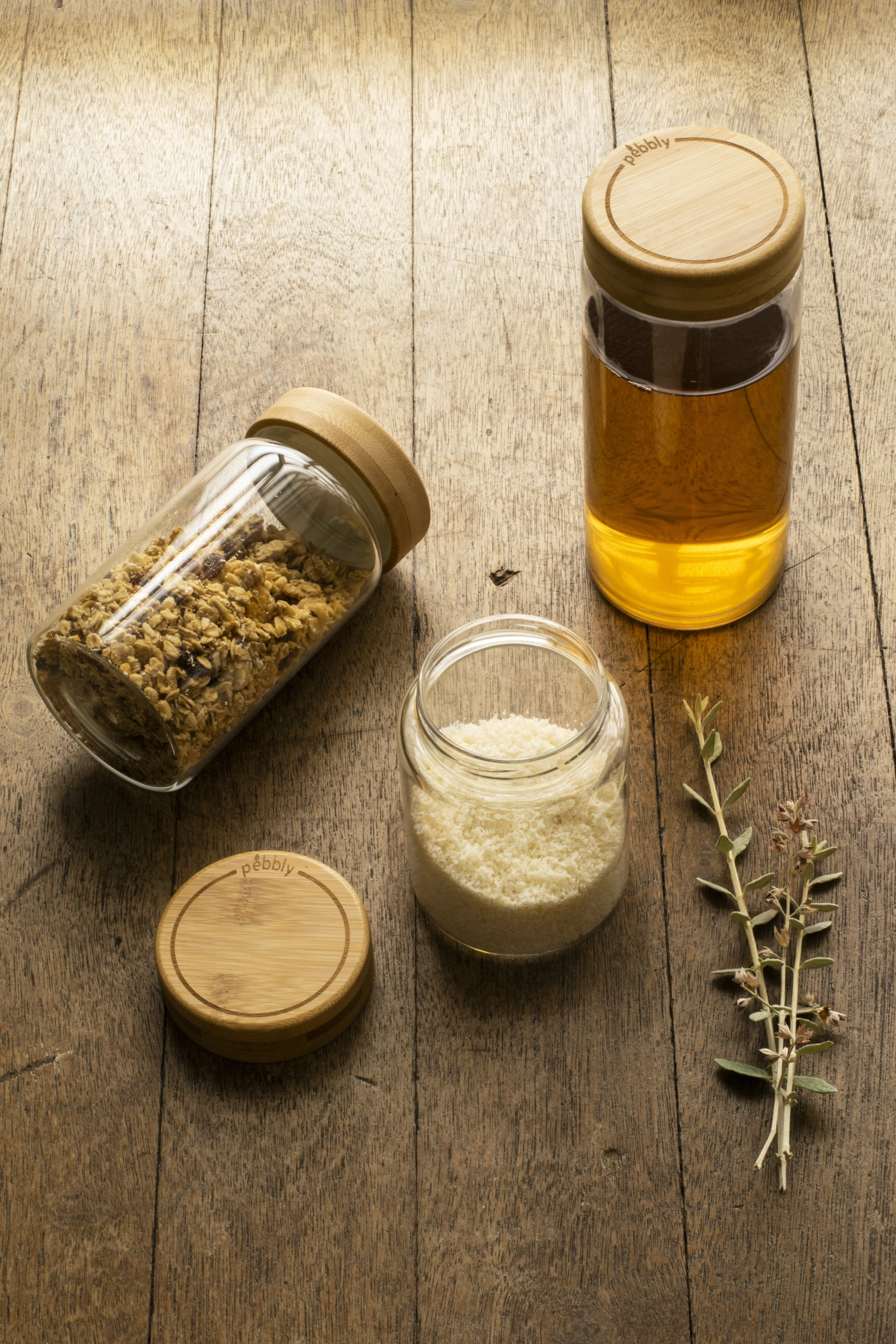 Pebbly bocal à provisions avec couvercle en bambou 450ml