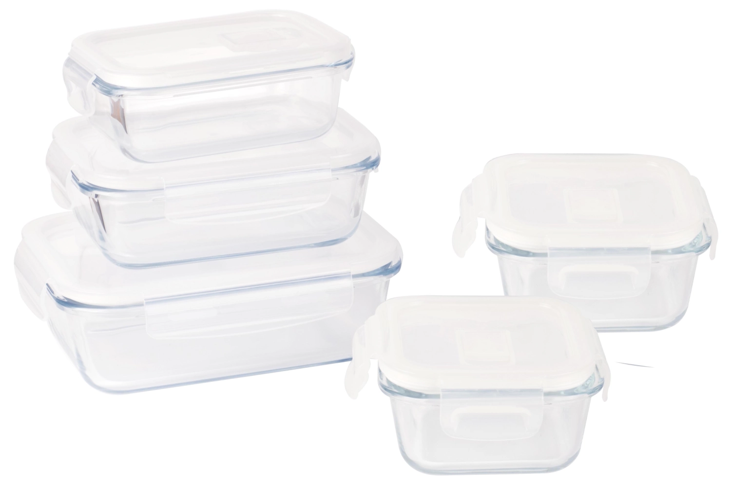 5 pcs. verre boîte à provisions starterset rectangulaire