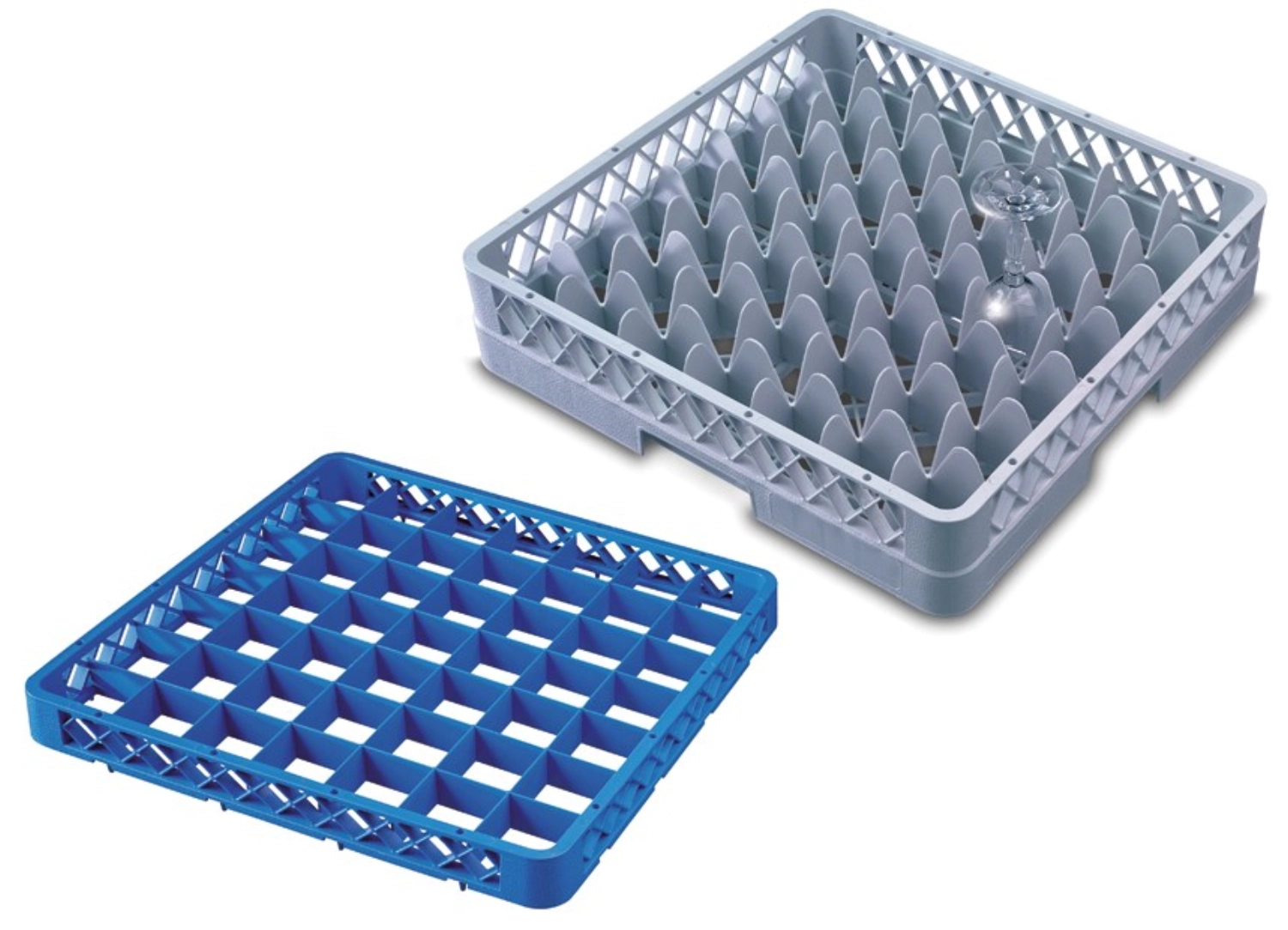 Panier de rinçage pour verres 49 compartiments 2 rehausses