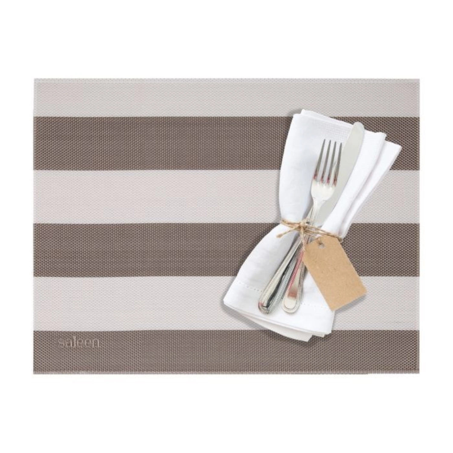 Set de table stripes, carré, beige, blanc, 32x42cm