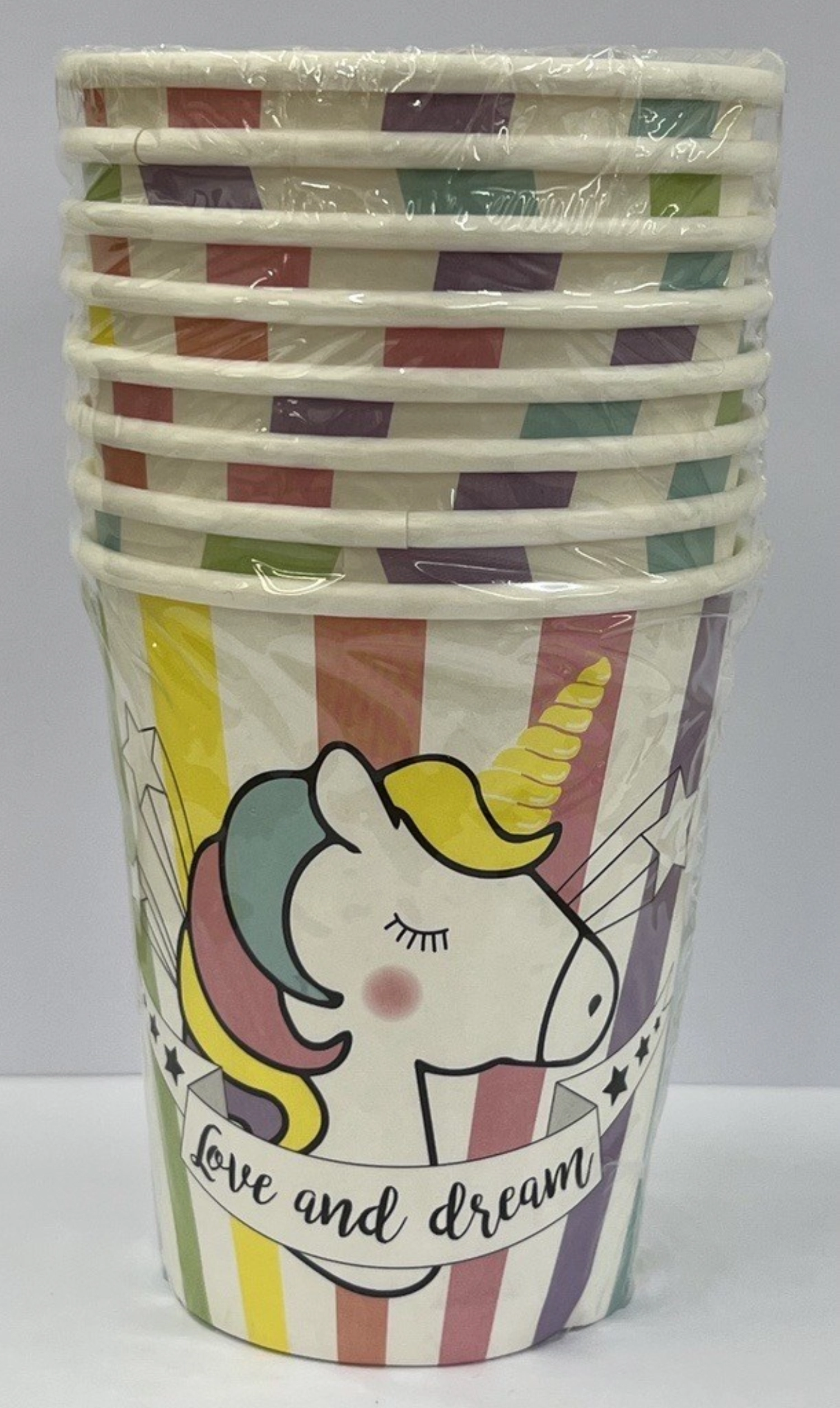 8er Set Pappbecher Einhorn