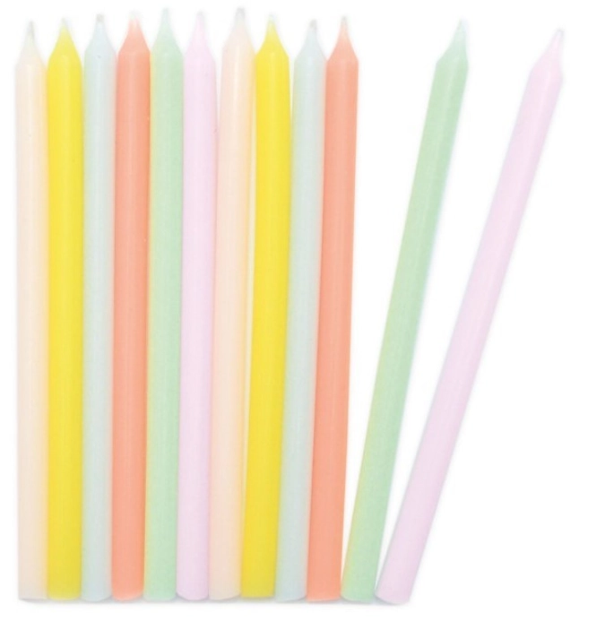 12er Set Kerzen lang pastellfarben 12cm